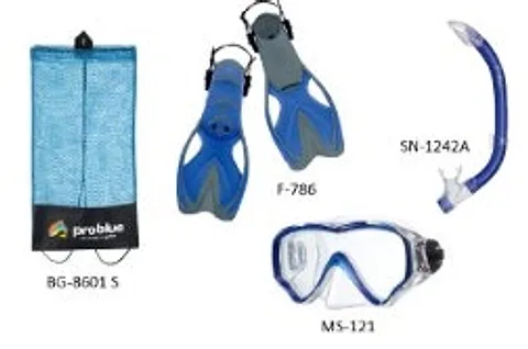 Dalış seti (maske + şnorkel + palet + çanta) — ProBlue